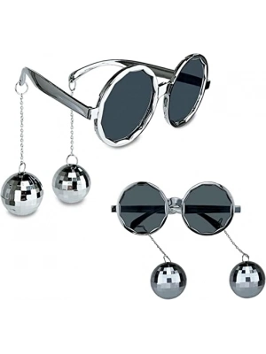 Disko Toplu Küpeli Parti Gözlüğü Gümüş Renk