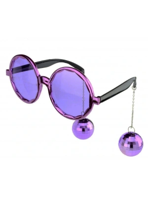 Disko Toplu Küpeli Parti Gözlüğü Mor Renk 15x16 Cm