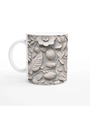 Doğal Doku Çiçek ve Yaprak Kupa Bardak