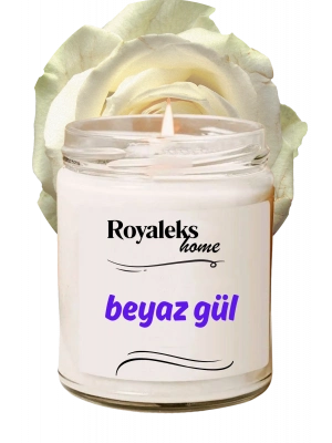 Doğal Özel Seri Kokulu Dekoratif Kavanoz Mum 210 cc - Beyaz Gül - RYL