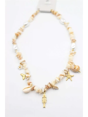 Doğal Taş Kolye - Krem