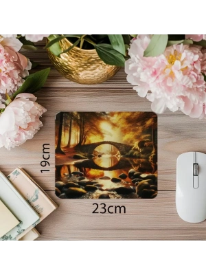 Doğal Yansımalı Dere & Köprü Mousepad - 19x23 cm 2 mm Dikdörtgen İthal Baskılı Mouse Pad