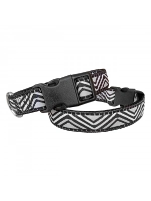 Doggie Dalga Desenli Dokuma Köpek Boyun Tasması 3 cm x 40-60 cm Siyah