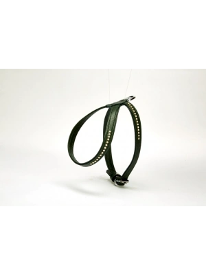 Doggie Flotter Swarovski Taşlı Deri Köpek Göğüs Tasması 1,2 x 25-35 cm Yeşil