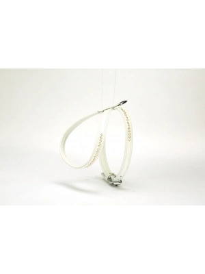 Doggie Flotter Swarovski Taşlı Deri Köpek Göğüs Tasması 1,2 x 29-40 cm Beyaz