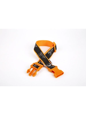 Doggie Köpek Desenli Dokuma Köpek Boyun Tasması 3 cm x 36-60 cm Turuncu