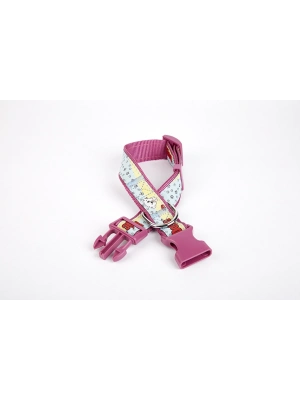 Doggie Pati Desenli Dokuma Köpek Boyun Tasması 3 cm x 36-60 cm Mor