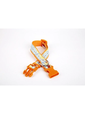 Doggie Pati Desenli Dokuma Köpek Boyun Tasması 3 cm x 36-60 cm Turuncu