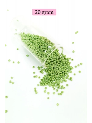 Dökme Cam Kum Boncuk (11/0) 2 mm - 20 Gram -  Açık Yeşil - BNC003