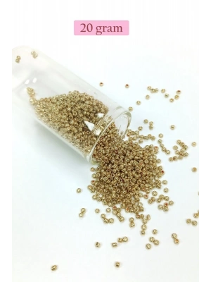 Dökme Cam Kum Boncuk (11/0) 2 mm - 20 Gram -  Altın - BNC024