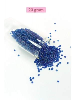 Dökme Cam Kum Boncuk (11/0) 2 mm - 20 Gram -  Koyu Mavi - BNC017
