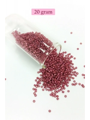 Dökme Cam Kum Boncuk (11/0) 2 mm - 20 Gram -  Koyu Pembe - BNC011