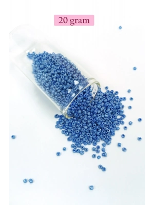 Dökme Cam Kum Boncuk (11/0) 2 mm - 20 Gram -  Mavi - BNC009