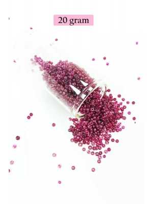Dökme Cam Kum Boncuk (11/0) 2 mm - 20 Gram -  Mor - BNC005