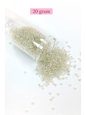 Dökme Cam Kum Boncuk (11/0) 2 mm - 20 Gram -  Şeffaf - BNC034