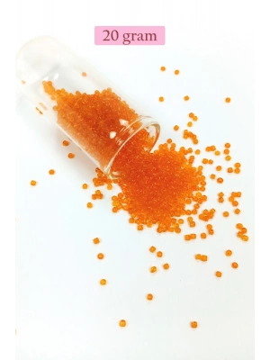 Dökme Cam Kum Boncuk (11/0) 2 mm - 20 Gram -  Şeffaf Turuncu - BNC016