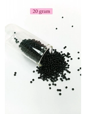 Dökme Cam Kum Boncuk (11/0) 2 mm - 20 Gram -  Siyah - BNC010
