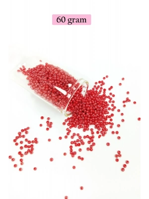 Dökme Cam Kum Boncuk (11/0) 2 mm - 60 Gram -  Kırmızı - BNC039