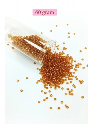 Dökme Cam Kum Boncuk (11/0) 2 mm - 60 Gram -  Koyu Bal Rengi - BNC070