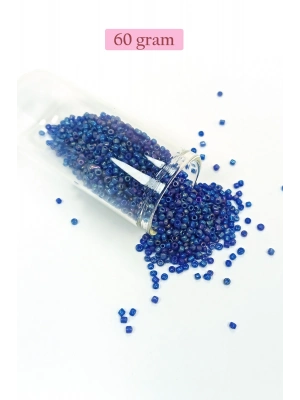 Dökme Cam Kum Boncuk (11/0) 2 mm - 60 Gram -  Koyu Mavi - BNC052