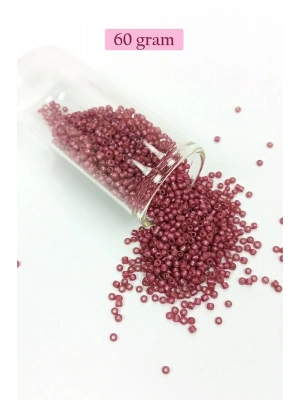 Dökme Cam Kum Boncuk (11/0) 2 mm - 60 Gram -  Koyu Pembe - BNC046