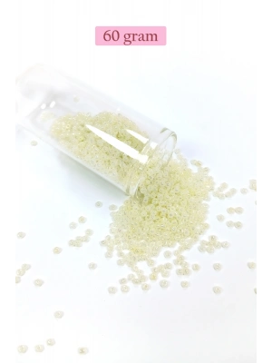 Dökme Cam Kum Boncuk (11/0) 2 mm - 60 Gram -  Krem - BNC047