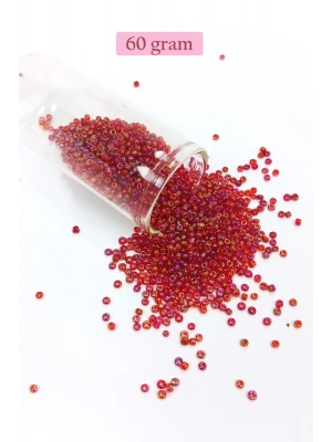 Dökme Cam Kum Boncuk (11/0) 2 mm - 60 Gram -  Morlu Kırmızı - BNC063