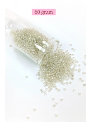 Dökme Cam Kum Boncuk (11/0) 2 mm - 60 Gram -  Şeffaf - BNC069