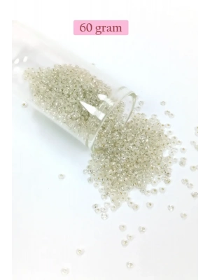 Dökme Cam Kum Boncuk (11/0) 2 mm - 60 Gram -  Şeffaf - BNC069