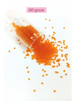 Dökme Cam Kum Boncuk (11/0) 2 mm - 60 Gram -  Şeffaf Turuncu - BNC051