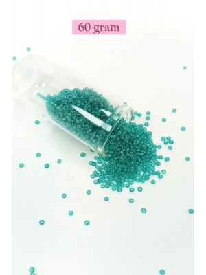Dökme Cam Kum Boncuk (11/0) 2 mm - 60 Gram -  Şeffaf Yeşil - BNC049