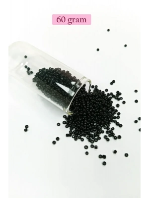 Dökme Cam Kum Boncuk (11/0) 2 mm - 60 Gram -  Siyah - BNC045