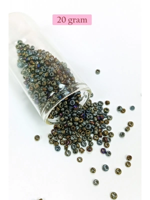 Dökme Cam Kum Boncuk (8/0) 3 mm - 20 Gram - Alacalı Renk - BNC151