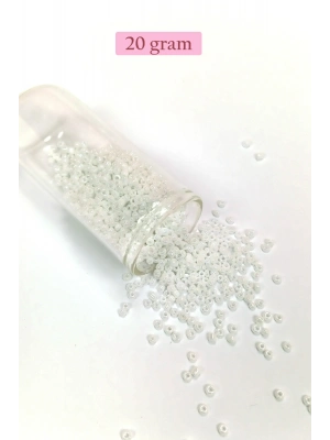 Dökme Cam Kum Boncuk (8/0) 3 mm - 20 Gram - Parlak Beyaz - BNC153