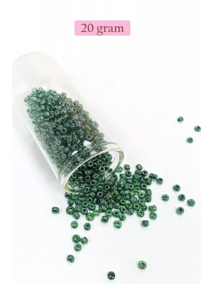 Dökme Cam Kum Boncuk (8/0) 3 mm - 20 Gram - Parlak Yeşil - BNC162