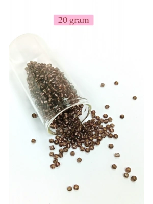 Dökme Cam Kum Boncuk (8/0) 3 mm - 20 Gram - Şefaff Alacalı Kahve - BNC172