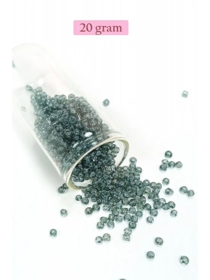 Dökme Cam Kum Boncuk (8/0) 3 mm - 20 Gram - Şeffaf Gri - BNC174