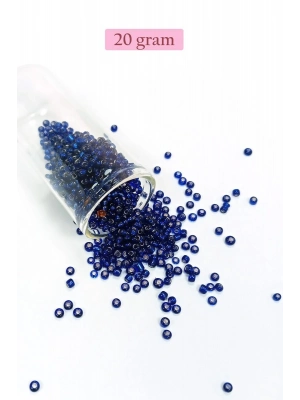 Dökme Cam Kum Boncuk (8/0) 3 mm - 20 Gram - Şeffaf Lacivert - BNC166
