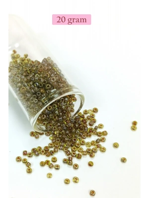 Dökme Cam Kum Boncuk (8/0) 3 mm - 20 Gram - Yeşil Siyah - BNC182