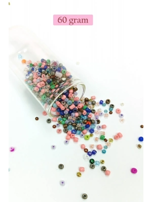 Dökme Cam Kum Boncuk (8/0) 3 mm - 60 Gram - Çok Renkli - BNC199