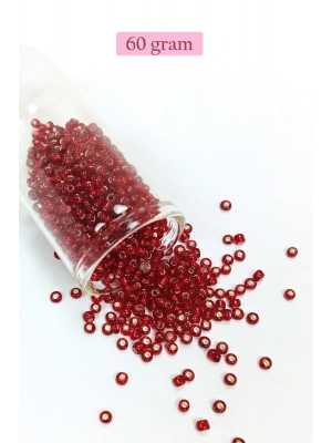 Dökme Cam Kum Boncuk (8/0) 3 mm - 60 Gram - Koyu Kırmızı - BNC224