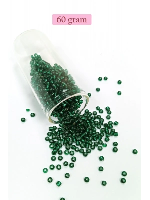 Dökme Cam Kum Boncuk (8/0) 3 mm - 60 Gram - Koyu Yeşil - BNC187