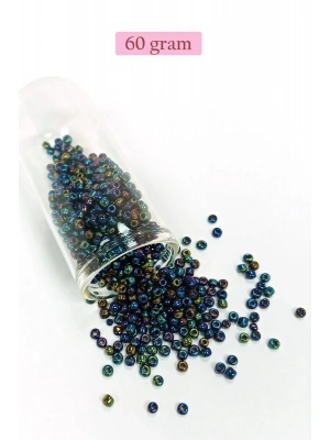 Dökme Cam Kum Boncuk (8/0) 3 mm - 60 Gram - Lacivert Yeşil - BNC210