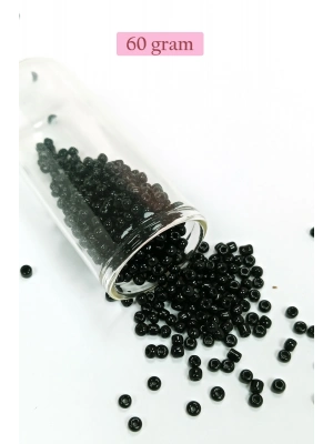 Dökme Cam Kum Boncuk (8/0) 3 mm - 60 Gram - Parlak Siyah - BNC211