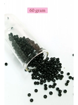 Dökme Cam Kum Boncuk (8/0) 3 mm - 60 Gram - Parlak Siyah - BNC211