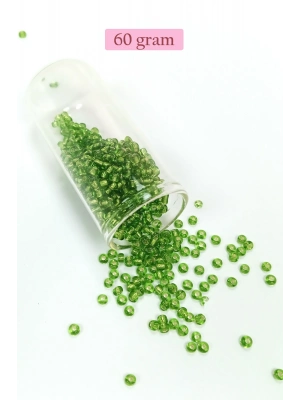 Dökme Cam Kum Boncuk (8/0) 3 mm - 60 Gram - Şeffaf Çimen Yeşili - BNC195