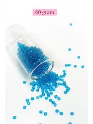 Dökme Cam Kum Boncuk (8/0) 3 mm - 60 Gram - Şeffaf Deniz Mavi - BNC221