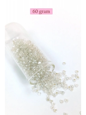 Dökme Cam Kum Boncuk (8/0) 3 mm - 60 Gram - Şeffaf Gümüş - BNC201