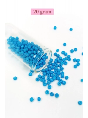 Dökme Cam Kum Boncuk Büyük Boy (6/0) 4 mm - 20 Gram - Açık Mavi - BNC106