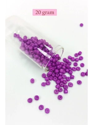 Dökme Cam Kum Boncuk Büyük Boy (6/0) 4 mm - 20 Gram - Koyu Eflatun - BNC087